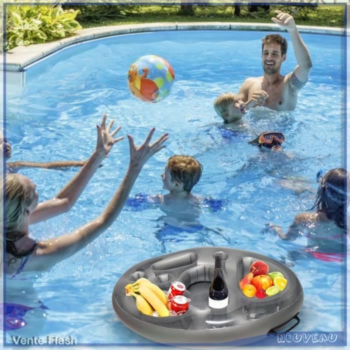 Porte-boissons Gonflable Piscine 7 Compartiments – Design Ananas, PVC écologique – Pour Fêtes Et Plage