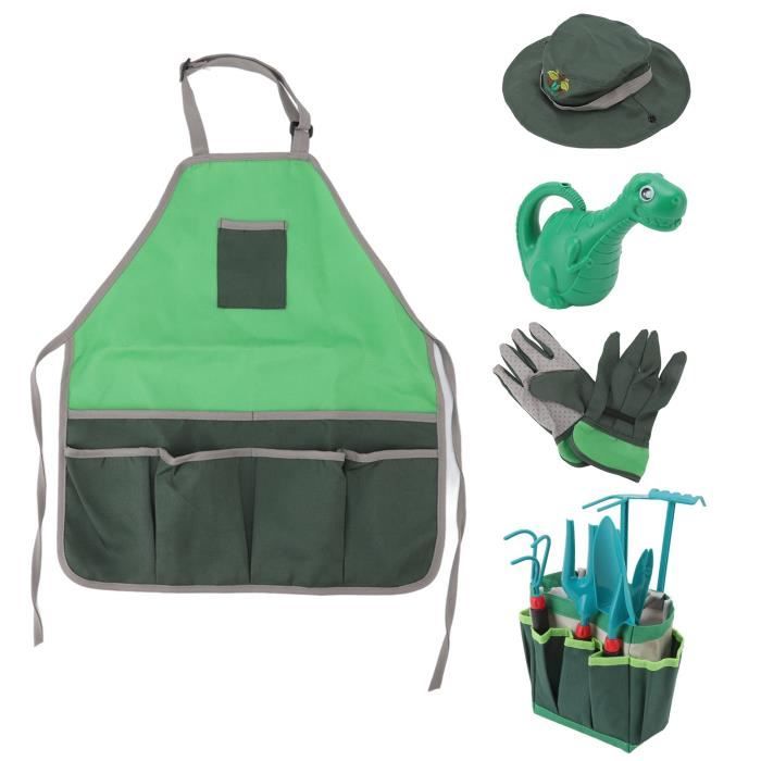 Set 10 Pièces Outils De Jardinage Enfants - Sac, Pelle, Rateau, Arrosoir, Gants - Cadeau Éducatif Plein Air