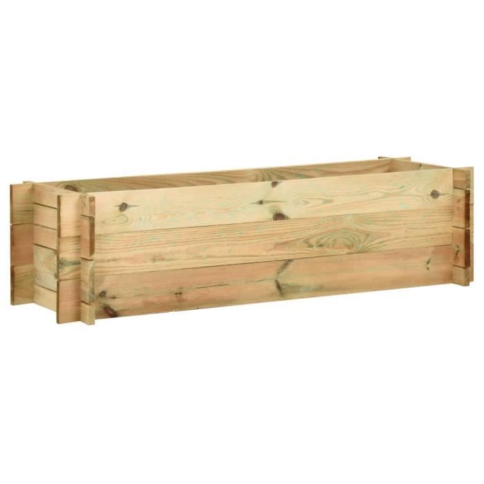Jardinière surélevée de légumes en bois de pin imprégné - VIDAXL - Rectangulaire - Marron - 120 cm