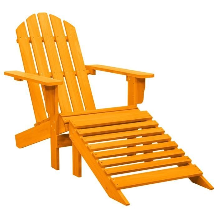 "Top" Chaise de jardin JILI - Fauteuil d'extérieur Adirondack JILI - Fauteuil d'extérieuravec pouf Bois de sapin Orange,10,5 Kg