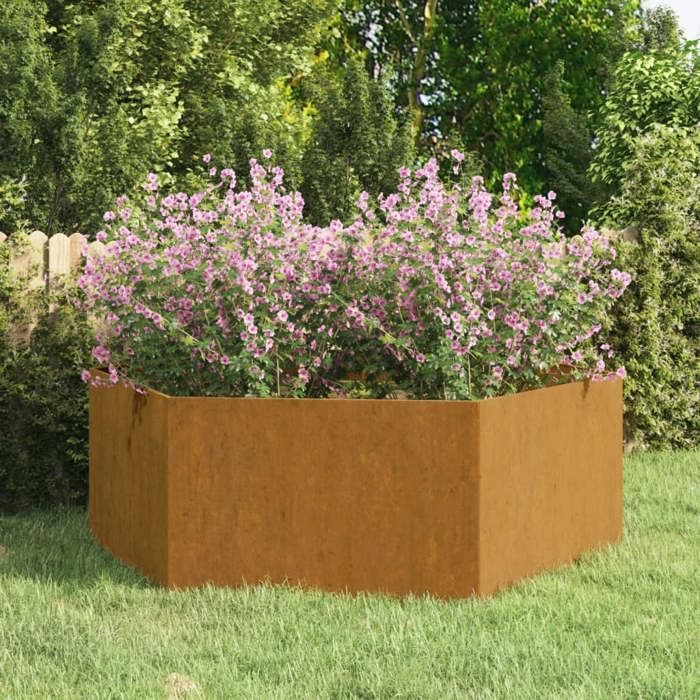 vidaXL Jardinière Lit Surélevé Bac à Fleurs Pot de Plantes Boîte à Fleurs Jardin Patio Terrasse Rouillé 138x120x45 cm 823677
