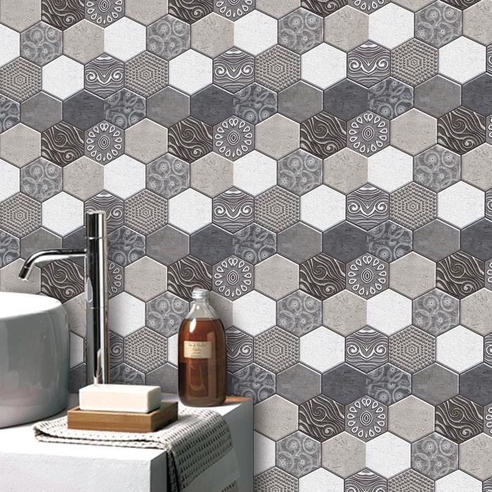 10 Panneaux Muraux Autocollants PVC 30x30 Cm - Effet Marbre 3D Pour Cuisine Salle De Bain