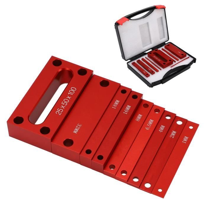 Jauge De Profondeur Réglable Pour Scie Sur Table - Alliage Aluminium - Rouge - 15x9x2 Cm - Pour Menuiserie Précise - 13