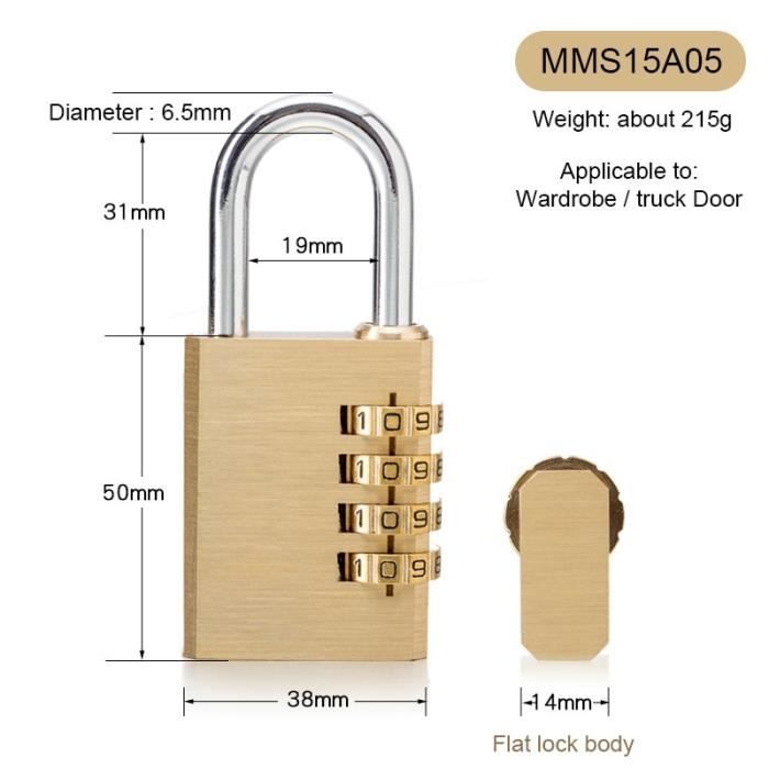 Cadenas BURG WACHTER 2471 en laiton massif avec serrure à combinaison