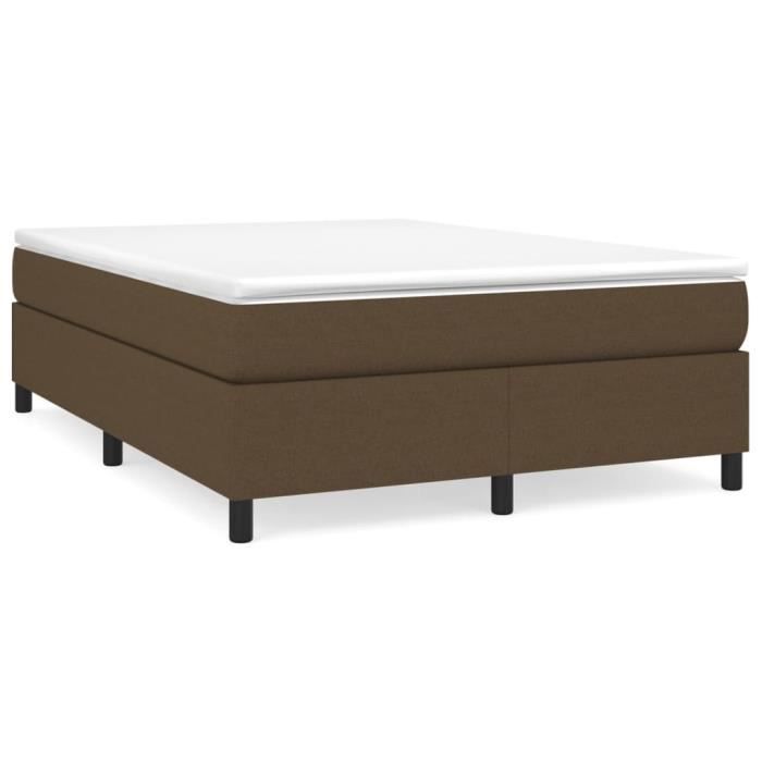 Sommier - ZERODIS - 140x200 cm - Tissu 100% polyester - Marron foncé - 2 places