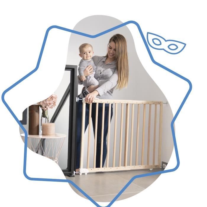 PINOLINO - Porte et barrière d'escalier Baby Lock Premium hêtre laqué clair
