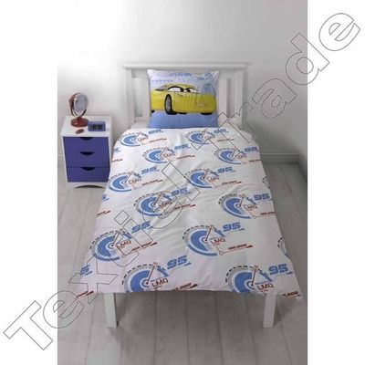 Parure Housse De Couette Coton Cars " Red 02" 140x200 Cm Et Taie D'oreiller