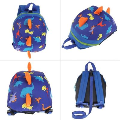 Sac à Dos Anti-perte Pour Tout-petit Avec Harnais - Motif Dinosaure, Bleu Foncé, Bretelles Ajustables, Capacité 20x26x12 Cm