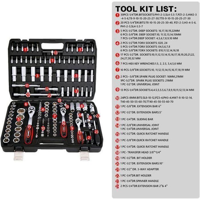 Mallette Jeu De Douilles BGS DIY 172 Pièces - Outillage à Main Complet Pour Bricolage