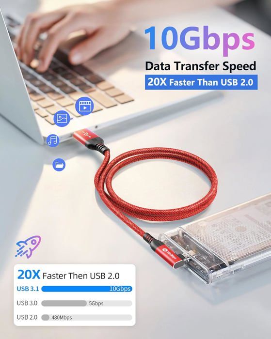 Câble Usb C Coudé 90 Degrés [2M Lot De 2] Charge Rapide Câble Chargeur Usb C 3A Compatible Avec