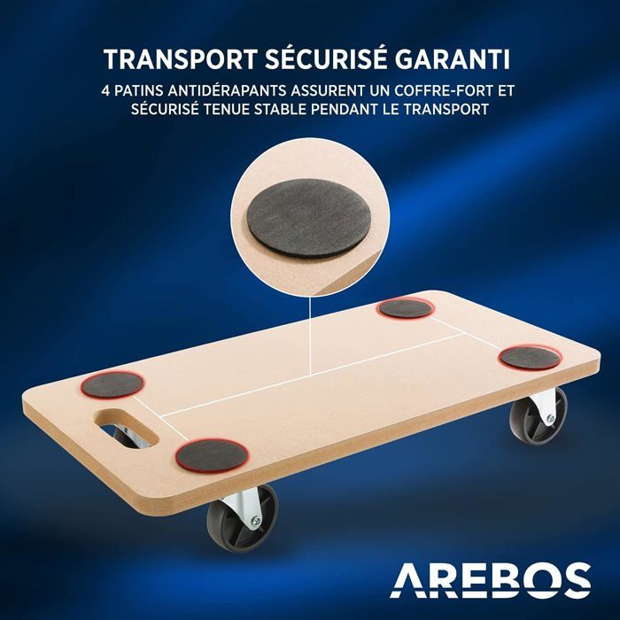 AREBOS Pliable, Chariot à Plate-Forme