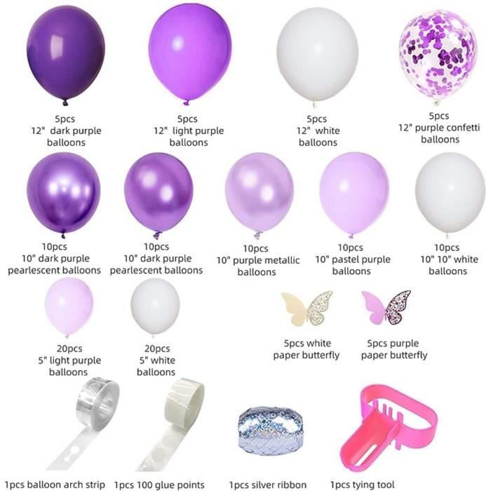 Kit de guirlande de ballon violet Arche de ballons de lavande avec