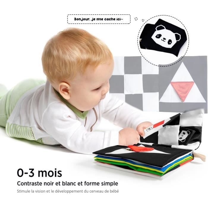 HappyKidsClub Jouet Bebe 0-12 Mois, Livre Carte Montessori Sensoriel en