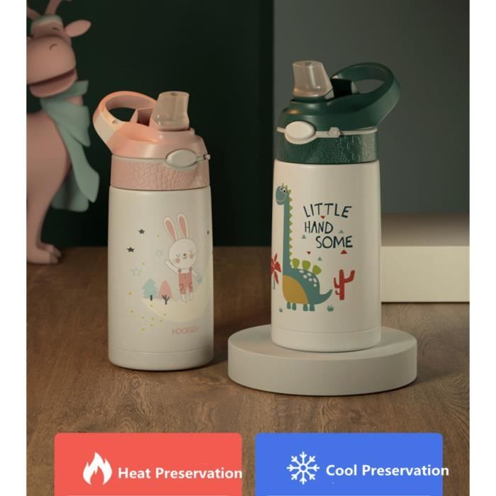 Gourde Isotherme Enfant BOZ 414ML - Design Licorne - Paille Integrée - Sans BPA - Parfaite Pour École Et Sorties