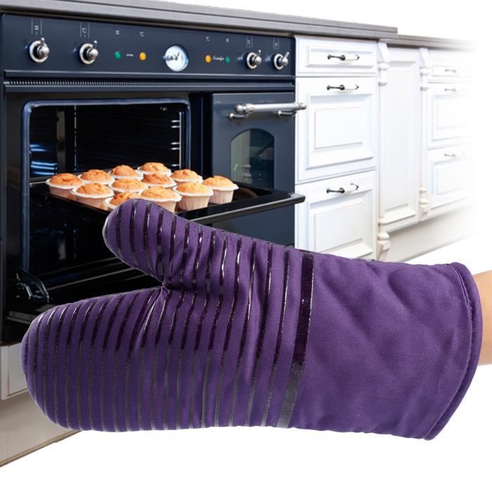 Gants de four à double couche en silicone et coton, mitaines flexibles pour  micro-ondes, cuisson au degré de chaleur, cuisine - AliExpress