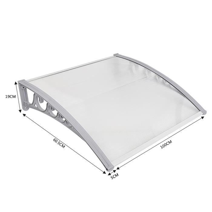 Auvent De Porte En Aluminium Et Polycarbonate 60x100 Cm Marron – Protection Pluie, UV Et Neige Pour Entrée