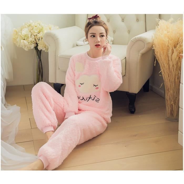 Pyjama Polaire Femme Hiver Chaud Pyjama Ensemble Pyjama à Manches Longues Hiver  Pyjama d'intérieur Rose - Cdiscount Prêt-à-Porter