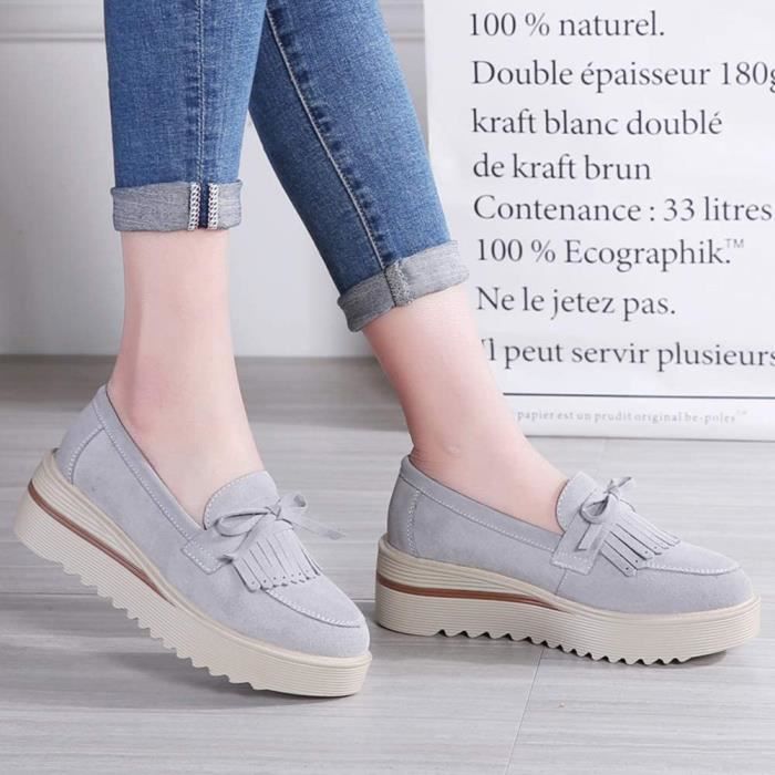 VITATA Mocassins à plateforme pour femme Wedge Slip-On Slip-ons