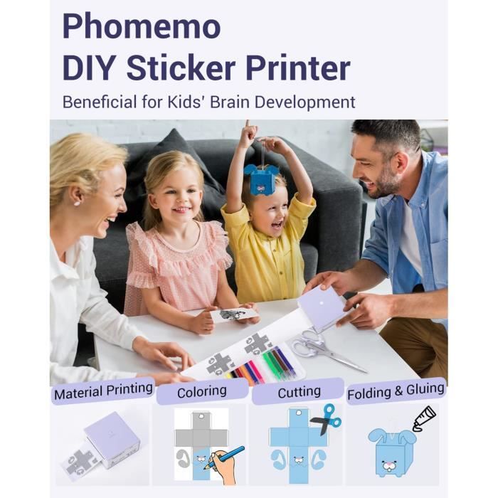 Phomemo M02 Mini imprimante photo portable, imprimante sans fil Bluetooth  pour smartphone, petite imprimante d'étiquettes thermiques pour téléphones