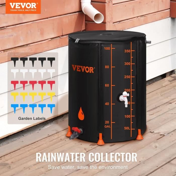 Vessie De Stockage D'eau VEVOR 200L - Pliable PVC Noir - Camping, Réserve