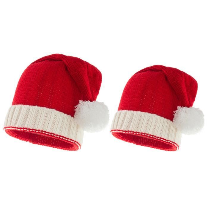 2Pcs BONNET PÈRE NOËL LUXE Bonnet Bébé et Adulte ROUGE Cdiscount