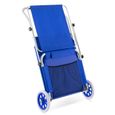 Chaise longue en aluminium avec pare-soleil - Bleu-2