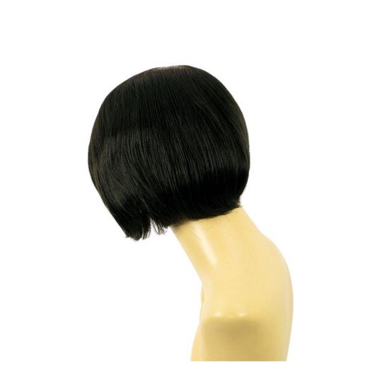 Perruque Femme Courte Noire JEANNETTE 1B - Synthétique Raide - Bonnet Moyen - Raie Libre - Neuf Avec étiquettes