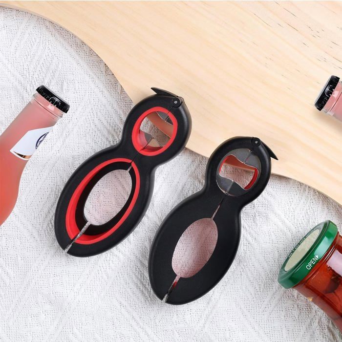 Ouvre-bocal, Kit Ouvre-bouteille Multifonction 6 En 1 Avec Poignée En