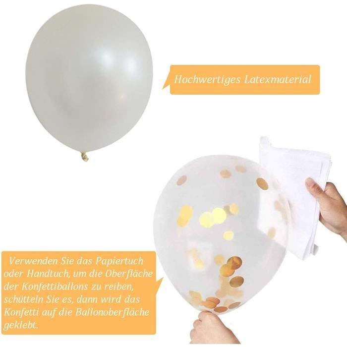 YMSZ Ballon Noir Confettis Or, 50 pièces 12 Pouces Ballons de Fête en Latex  Blanc Ensemble avec Ruban d'or pour Les Décorations de Fête de Naissance  d'anniversaire : : Cuisine et Maison