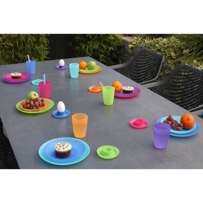 Lot de 6 assiettes plates en mélamine 3 couleurs assorties – 25 cm –  Assiettes en plastique robuste incassable – Assiettes réutilisables pour  camping