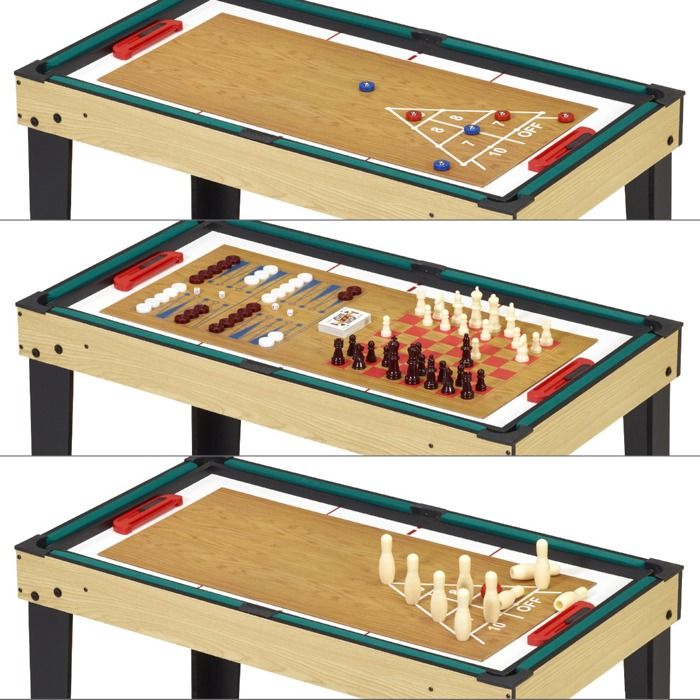 Table Multi-jeux 10 En 1 Pliable - Baby-foot, Billard, Ping-pong, Hockey... - 103x58x73 Cm