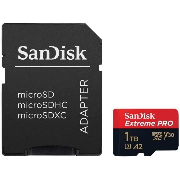 Carte mémoire Micro SDXC SanDisk 1To Ultra UHS-I Carte vitesse jusqu'à 150  Mo/s Classe 10 U1 homologuée A1 nouveauté 2022 (adaptateur SD fourni) -  Carte mémoire micro SD - Achat & prix