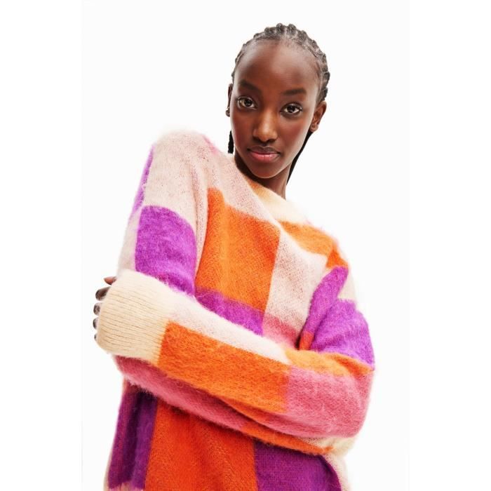 Pull jacquard carreaux femme Desigual