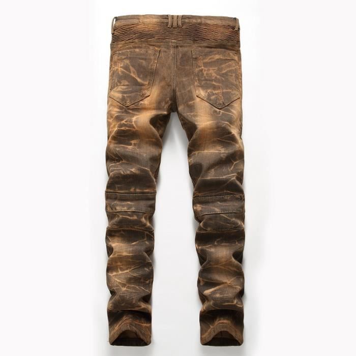 Jeans Hommes de Marque Luxe MOBIGARLAN XH195 Jaune Slim Adulte Taille standard Homme Jaune Cdiscount Pret a Porter
