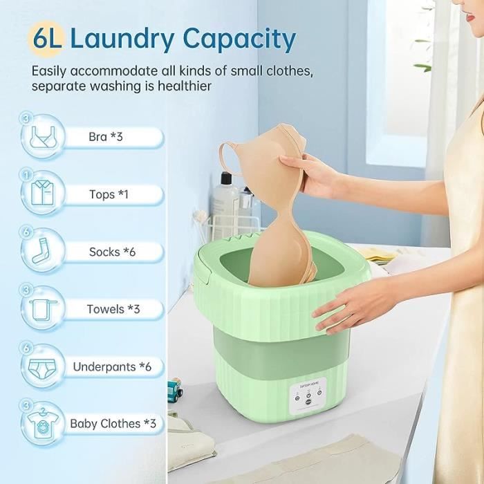 Mini Machine Laver, Pliable Lave Linge, machine à laver camping, 8L