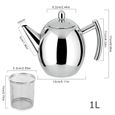 1L Théière en acier inoxydable avec Filtre infuseur amovible - Teapot Cafétière Passoir Filtre Thé Café-3