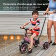 Tricycle 7 en 1 pour enfants BESREY - Modèle Draisienne Multifonctions Poussoir Réglable - Couleur Rose-3