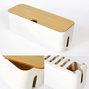 Lot De 2 Boîtes De Rangement Pour Câbles Avec 20 Attaches - 8 Compartiments Réglables, 26x10x6 Cm