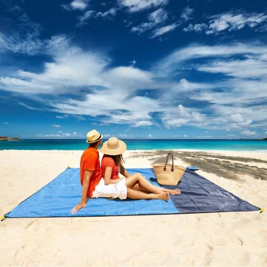COVACURE Tapis De Plage 210x200 Cm Imperméable Anti-Sable - Ultraléger Et Compact Orange