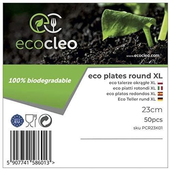 Fabriquées en UE Rondes de 23 cm biodégradables et recyclables Vaisselle de fête écologique Assiettes en carton solides 50 pièces Couleur marron ECOCLEO® Assiettes jetables écologiques 