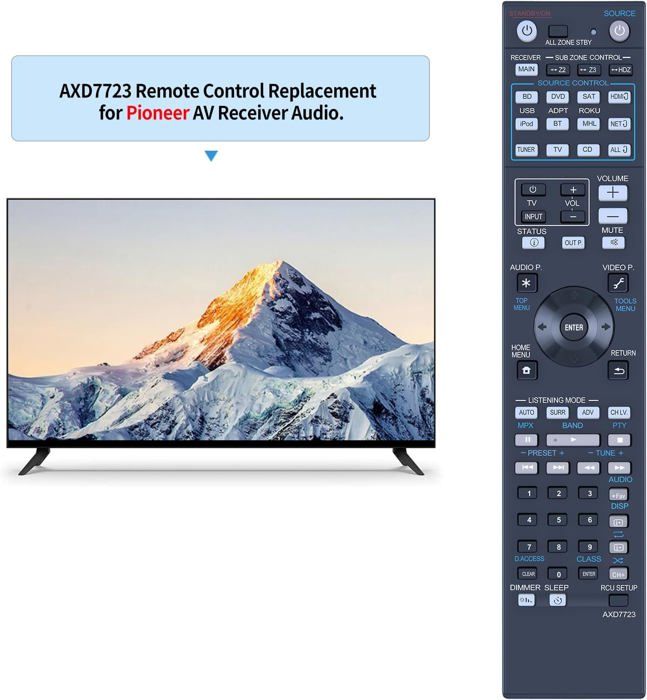 YONGERN Télécommande De Remplacement Pour Pioneer AXD7618 AXD7531 VSX-321-K-P VSX-LX50