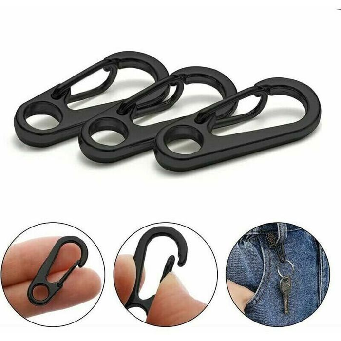 Lot De 20 Mini Mousquetons – Alliage De Zinc, Noir, 24,2 Mm – Pour Porte-clés, Camping, Petit Matériel