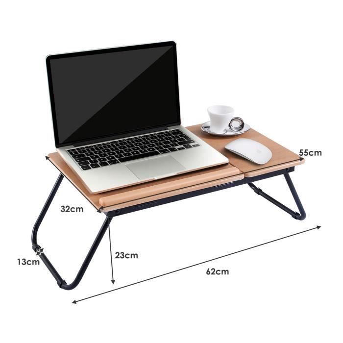 12€85 sur Table de lit pour ordinateur portable PC en bois réglable support  ajustable 4 angles - Achat & prix