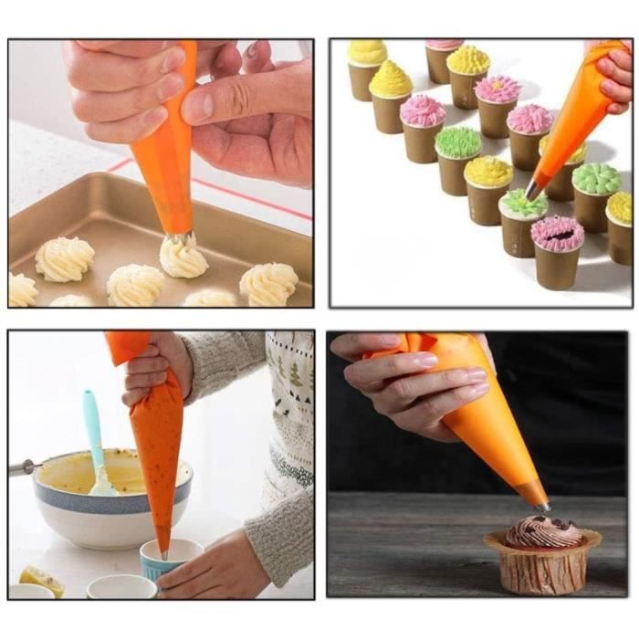 Set Poche à Douille Pâtisserie - Avec Douilles En Inox Réutilisables, Pour Décorer Gâteaux, Cupcakes