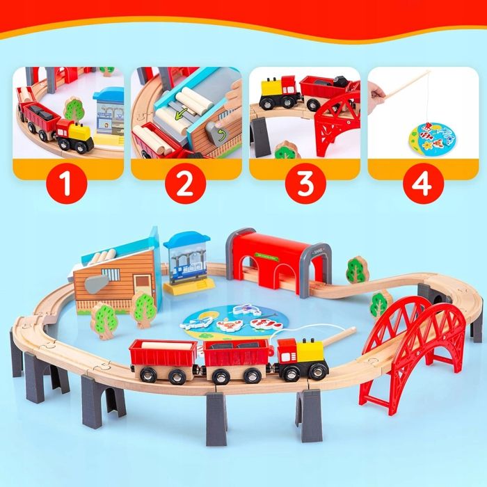 Circuit de train en bois - Little farm - En Pagaille