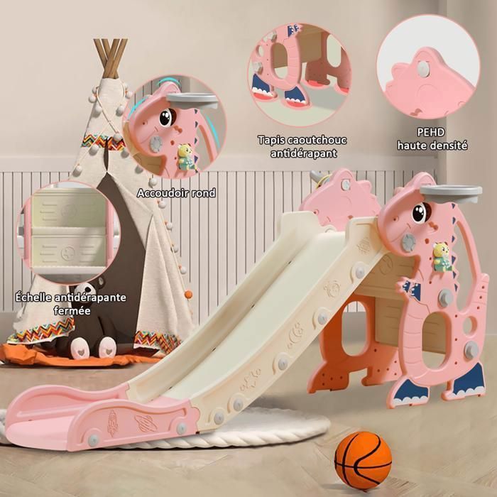 Tobogganpour enfants Glisse de 150cm avec panier de basket Toboggan