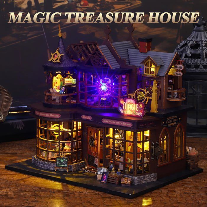 Mostop – Kit Maison De Poupée Miniature En Bois Avec LED, Magique Et à Monter Soi-même, Pour Petits Et Grands Créatifs