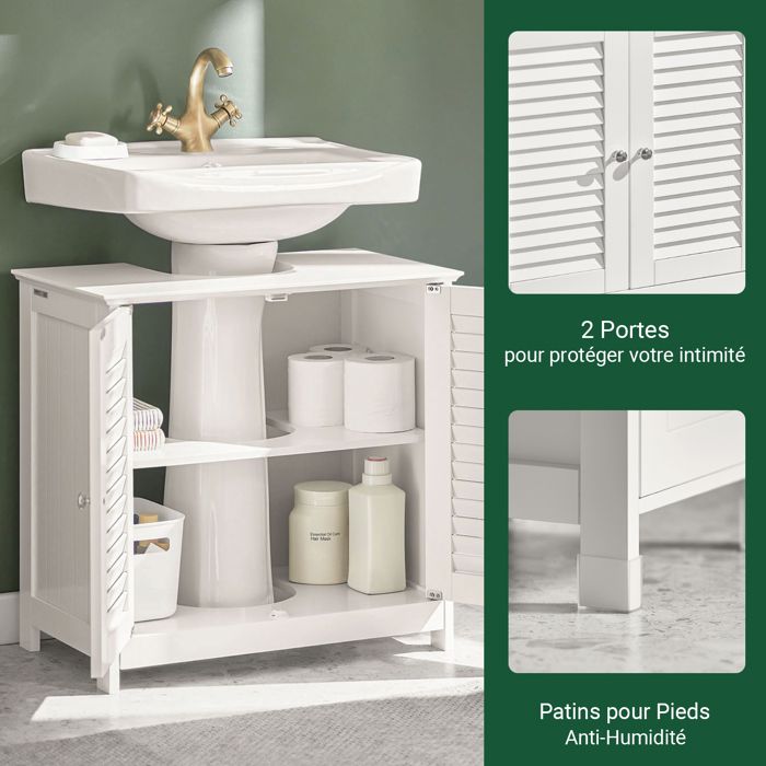 SoBuy Meuble Suspendu Salle De Bain Blanc BZR170-W Avec Lavabo Céramique - Porte Douce 41x25x52cm