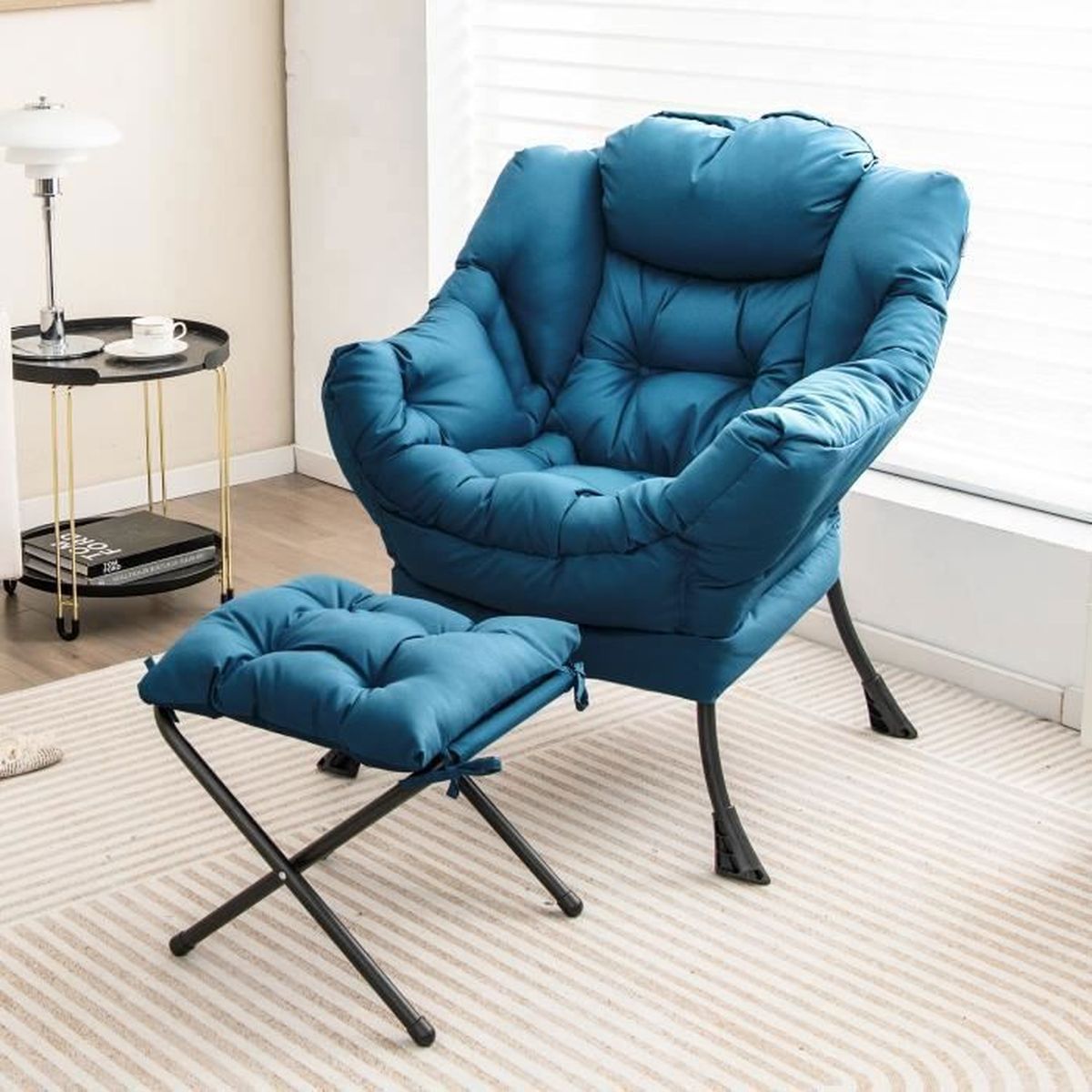 Fauteuil Relax WOLTU, Canapé avec Appui-tête, Dossier et Repose-Pieds