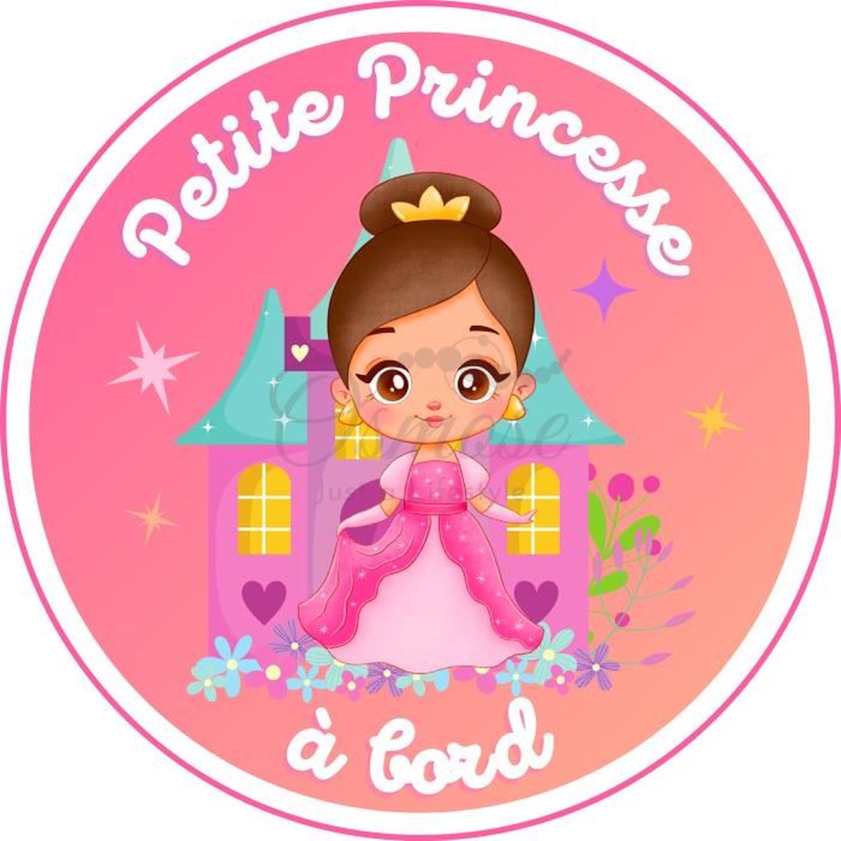 Autocollant Personnalisé « Petit Princesse Bébé à Bord » - Effet Hologramme Néo Chrome - Vinyle Haute Qualité
